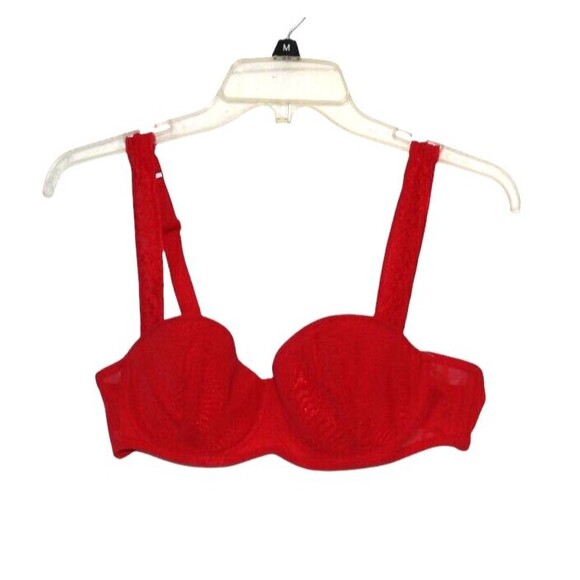 Calvin Klein Size 38B Balconette Bra Red Lightly Padded Underwire - Picture 1 of 3